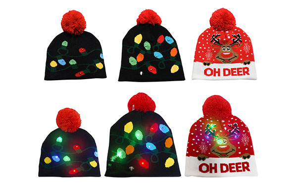LED发光圣诞针织帽